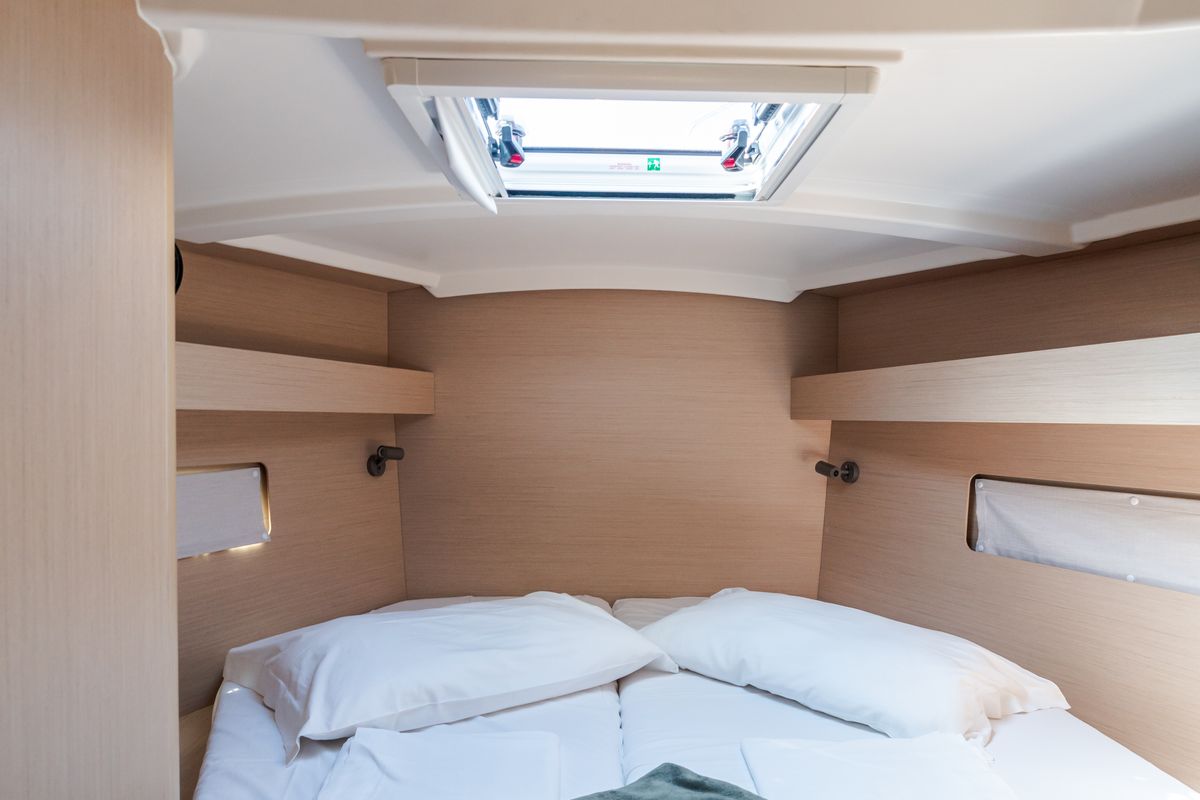 Cabin on Tecla, a Beneteau Oceanis 40.1 sailboat at Olbia, Italy