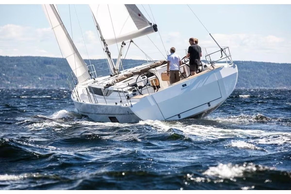 Exterior view of NUESTRA EMILIA, a Bavaria C45 sailboat at Izola / Isola, Slovenia
