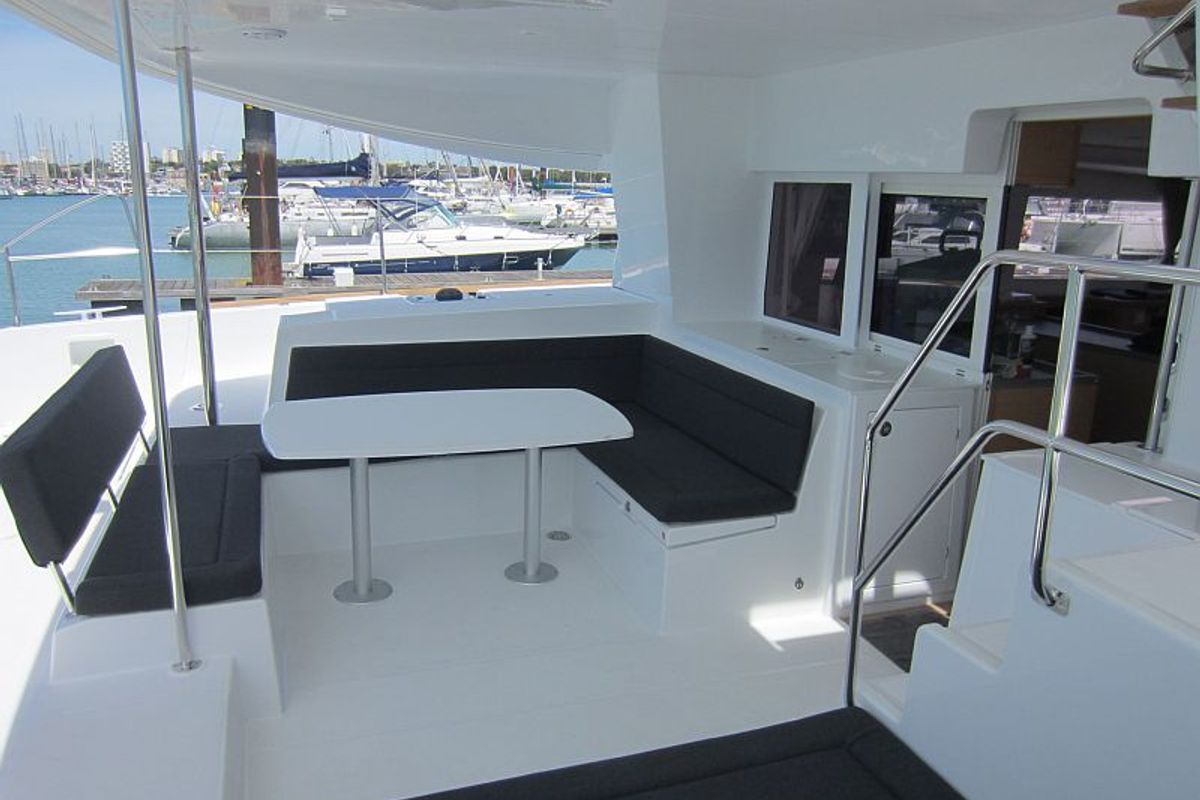 Deck of Anabella, a Lagoon 450 catamaran at Palma de Mallorca, Spain