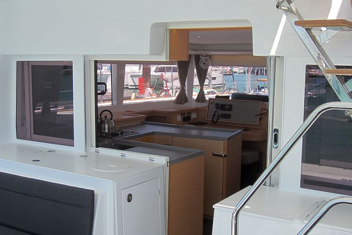 Galley of Anabella, a Lagoon 450 catamaran at Palma de Mallorca, Spain