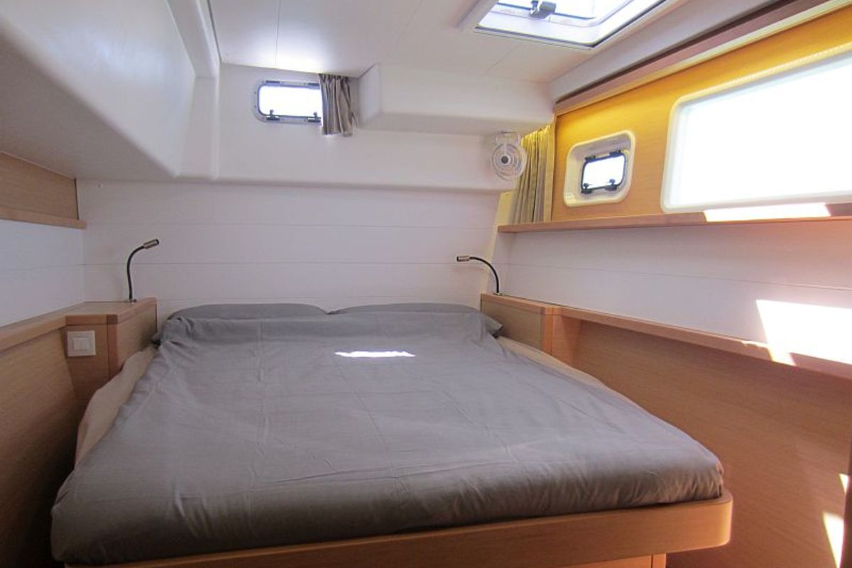 Cabin on Anabella, a Lagoon 450 catamaran at Palma de Mallorca, Spain