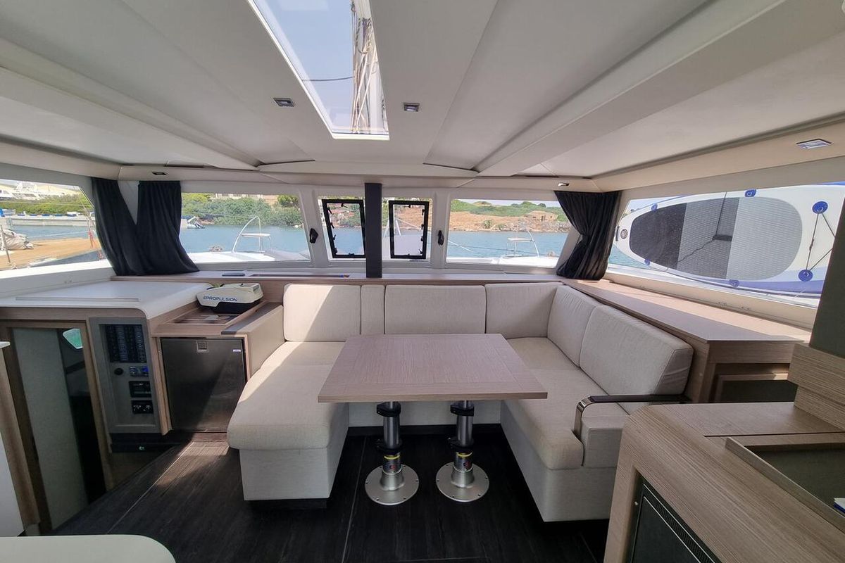 Salon of Joy, a Fountaine Pajot Isla 40 catamaran at Lavreotiki Municipal Unit, Greece