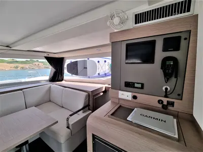 Salon of Joy, a Fountaine Pajot Isla 40 catamaran at Lavreotiki Municipal Unit, Greece