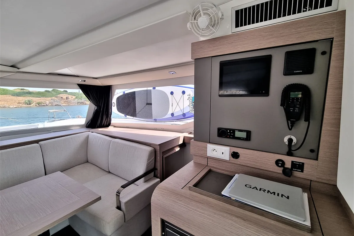 Salon of Joy, a Fountaine Pajot Isla 40 catamaran at Lavreotiki Municipal Unit, Greece
