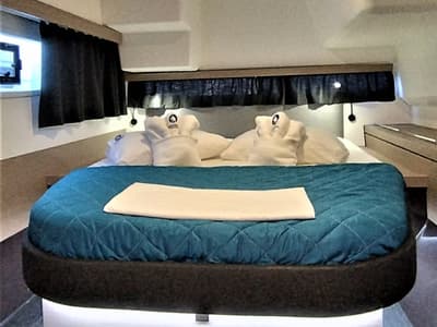 Cabin on Joy, a Fountaine Pajot Isla 40 catamaran at Lavreotiki Municipal Unit, Greece