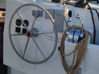 Cockpit of Joy, a Fountaine Pajot Isla 40 catamaran at Lavreotiki Municipal Unit, Greece