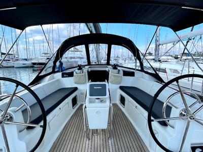 Cockpit of Amelie (Refit 2022), a Jeanneau Sun Odyssey 449 sailboat at Gouvia, Greece