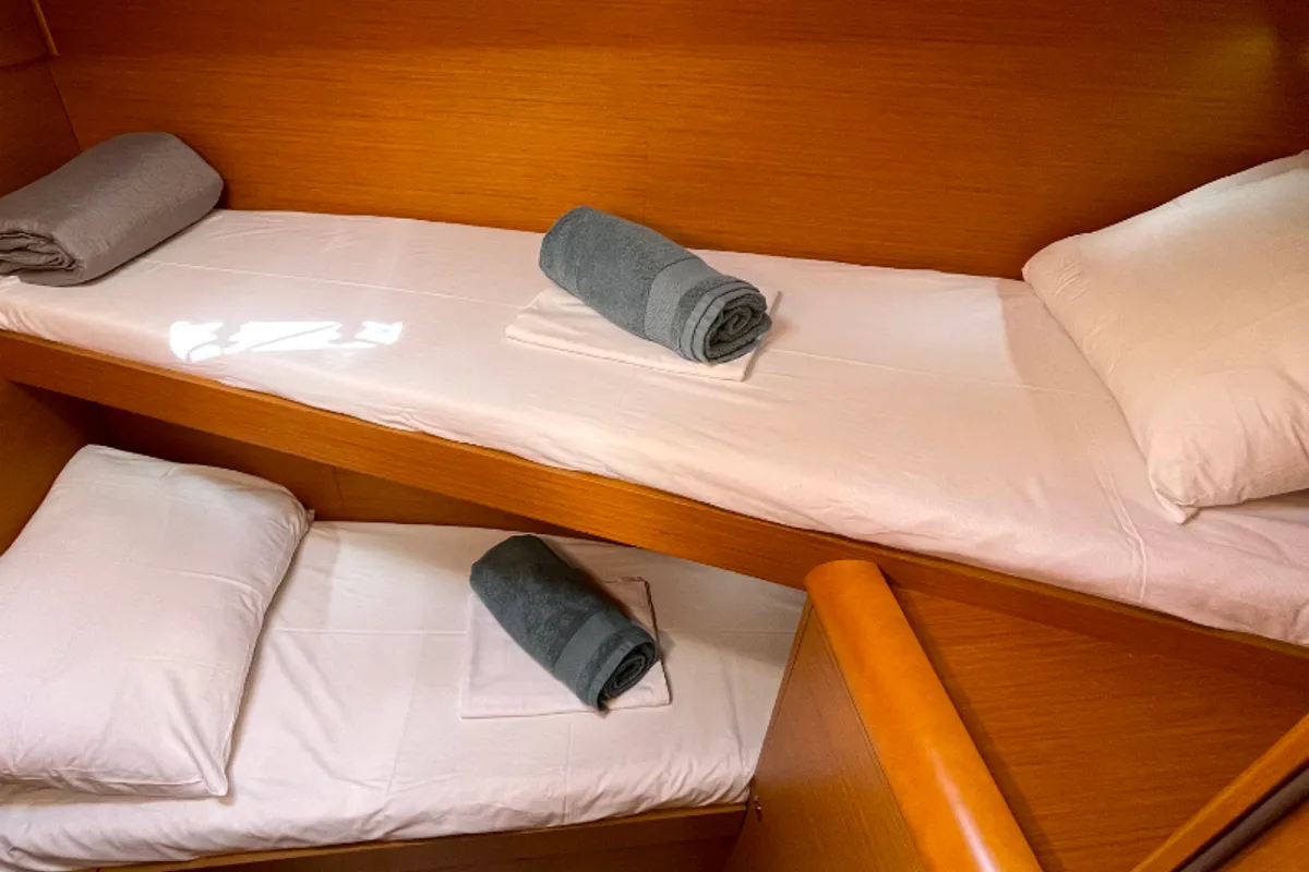 Cabin on Amelie (Refit 2022), a Jeanneau Sun Odyssey 449 sailboat at Gouvia, Greece