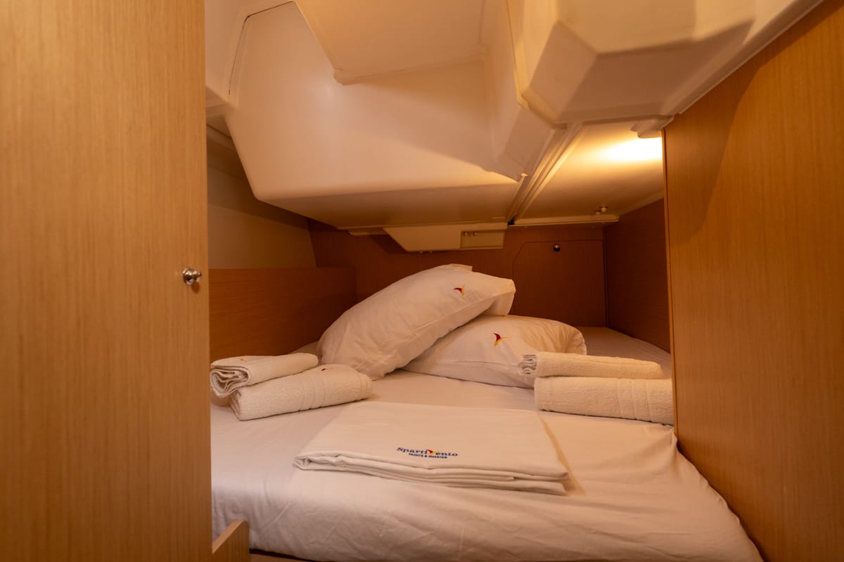 Cabin on Era, a Beneteau Oceanis 38.1 sailboat at Salerno, Italy