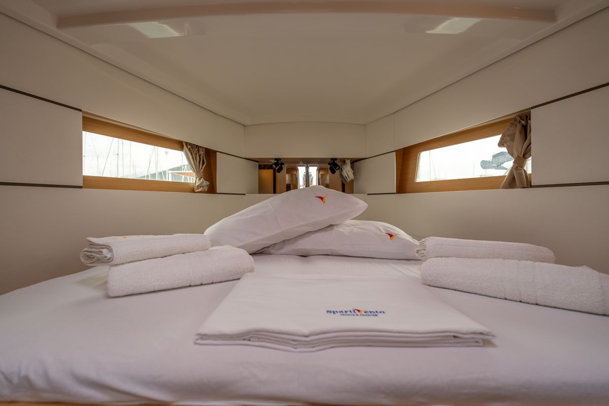 Cabin on Era, a Beneteau Oceanis 38.1 sailboat at Salerno, Italy