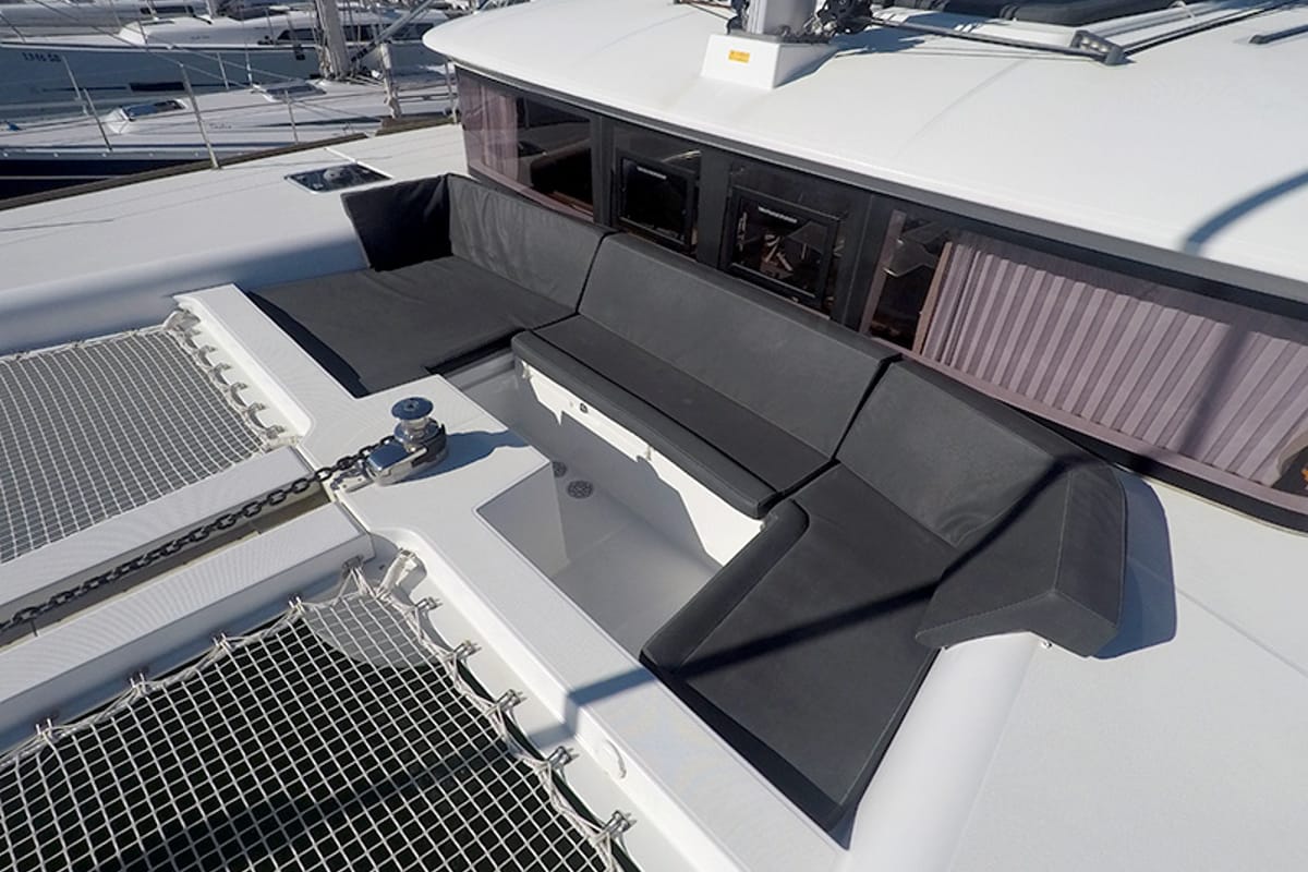Deck of Zuzo II, a Lagoon 450 catamaran at Grad Šibenik, Croatia