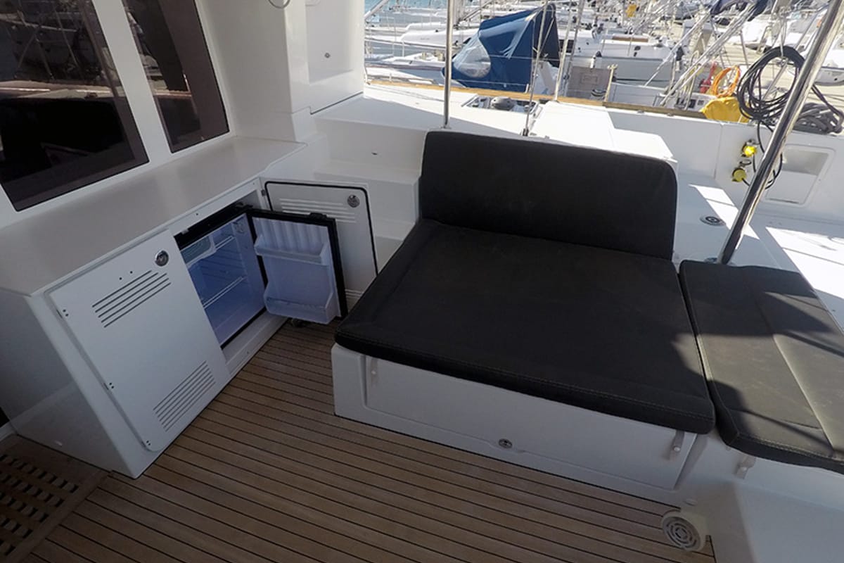 Deck of Zuzo II, a Lagoon 450 catamaran at Grad Šibenik, Croatia