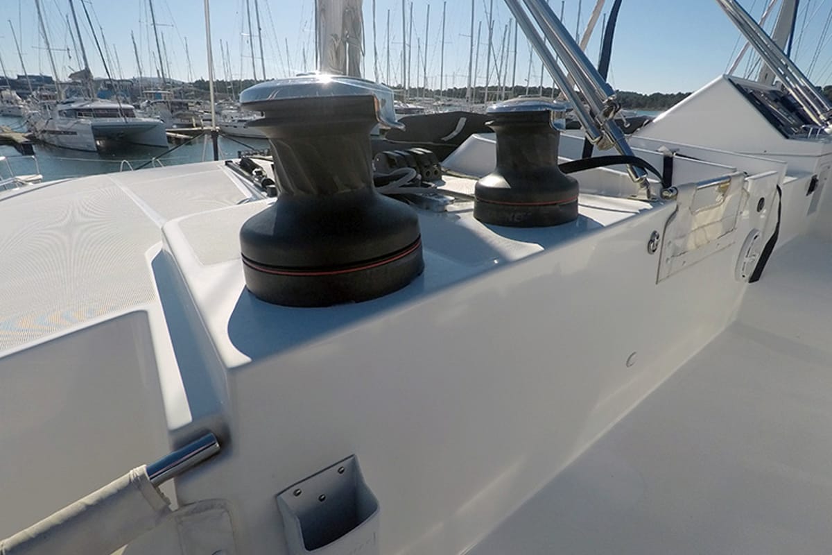 Zuzo II, a Lagoon 450 catamaran at Grad Šibenik, Croatia