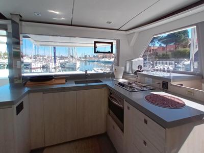 Galley of Lady Mara, a Leopard 45 catamaran at Palma de Mallorca, Spain