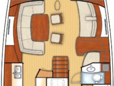 Floor plan of Tajna, a Beneteau 57 sailboat at Punat, Croatia