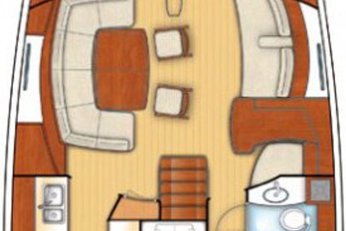 Floor plan of Tajna, a Beneteau 57 sailboat at Punat, Croatia