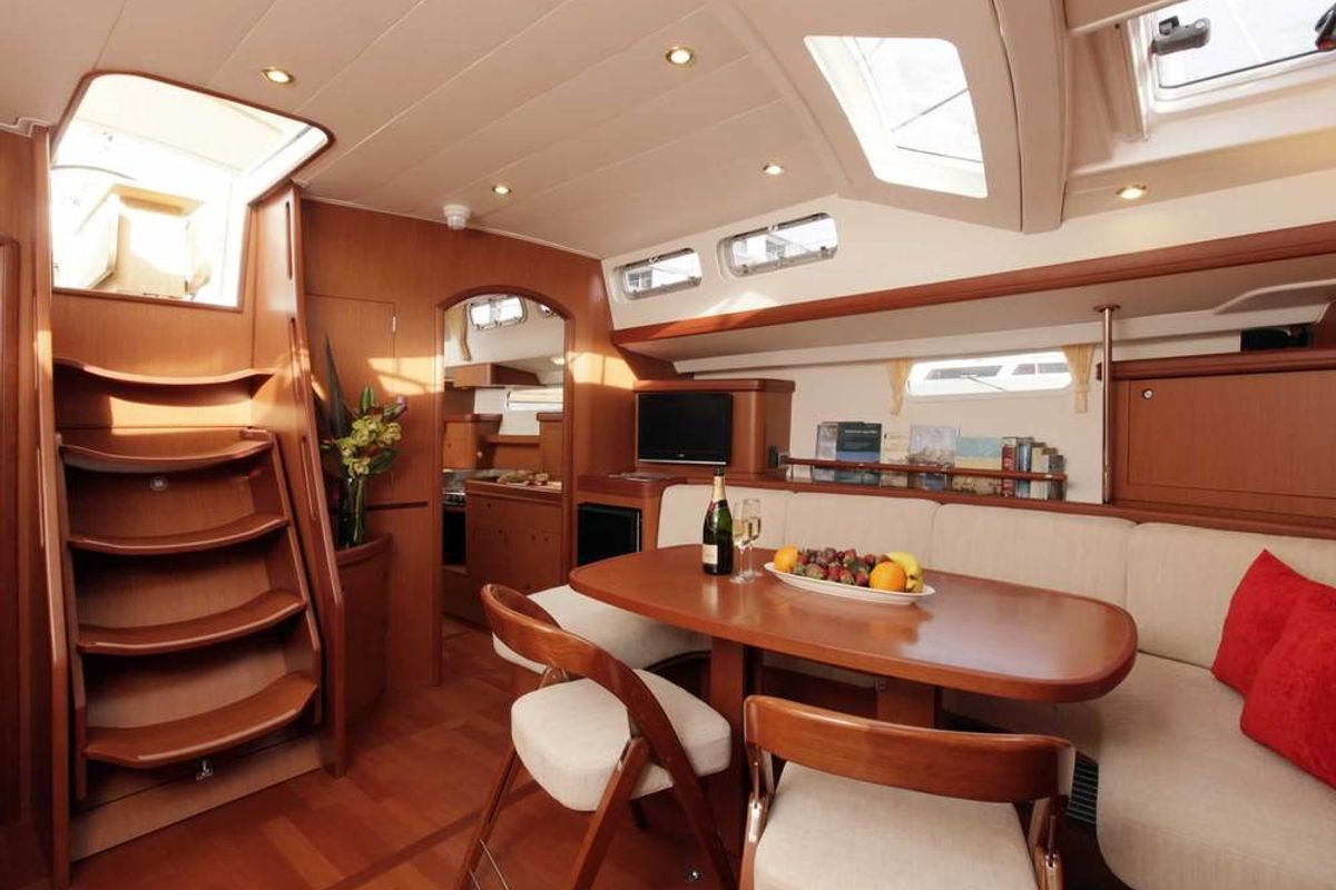 Salon of Tajna, a Beneteau 57 sailboat at Punat, Croatia