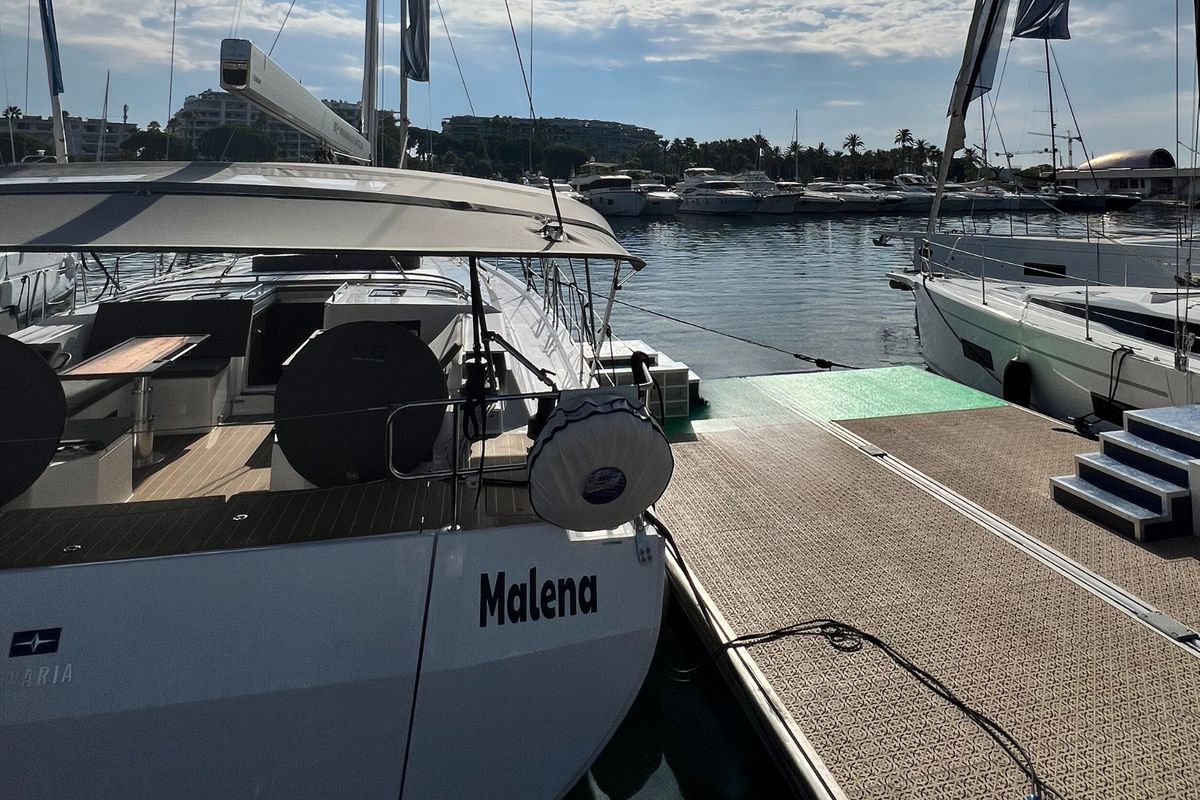 Exterior view of Malena, a Bavaria C50 sailboat at Cecina, Italy