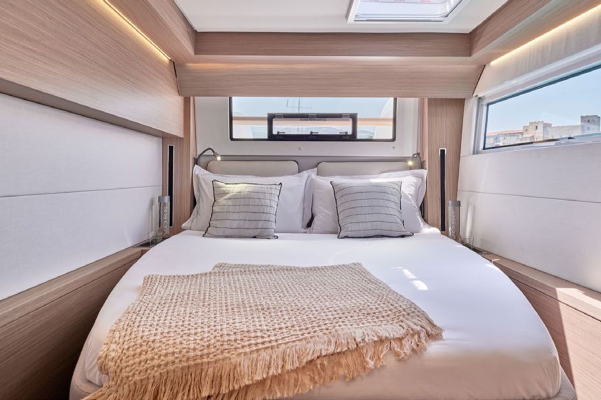 Cabin on Babalu, a Lagoon 51 catamaran at Athens, Greece