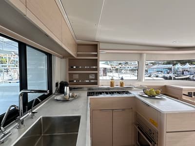 Galley of Granma, a Lagoon 46 catamaran at Olbia, Italy