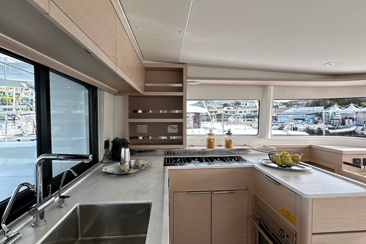 Galley of Granma, a Lagoon 46 catamaran at Olbia, Italy