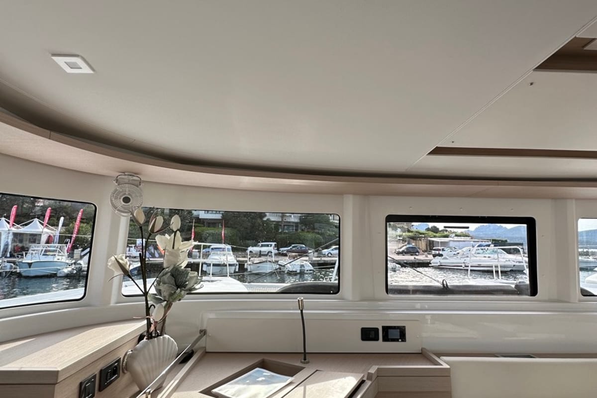 Salon of Granma, a Lagoon 46 catamaran at Olbia, Italy