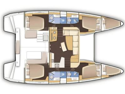 Floor plan of Alphonse, a Lagoon 42 catamaran at Eden Island Marina, Seychelles