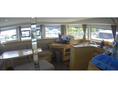 Salon of Alphonse, a Lagoon 42 catamaran at Eden Island Marina, Seychelles