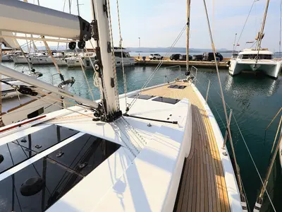 Deck of Amarena, a Hanse Yachts Hanse 458 sailboat at Općina Sukošan, Croatia