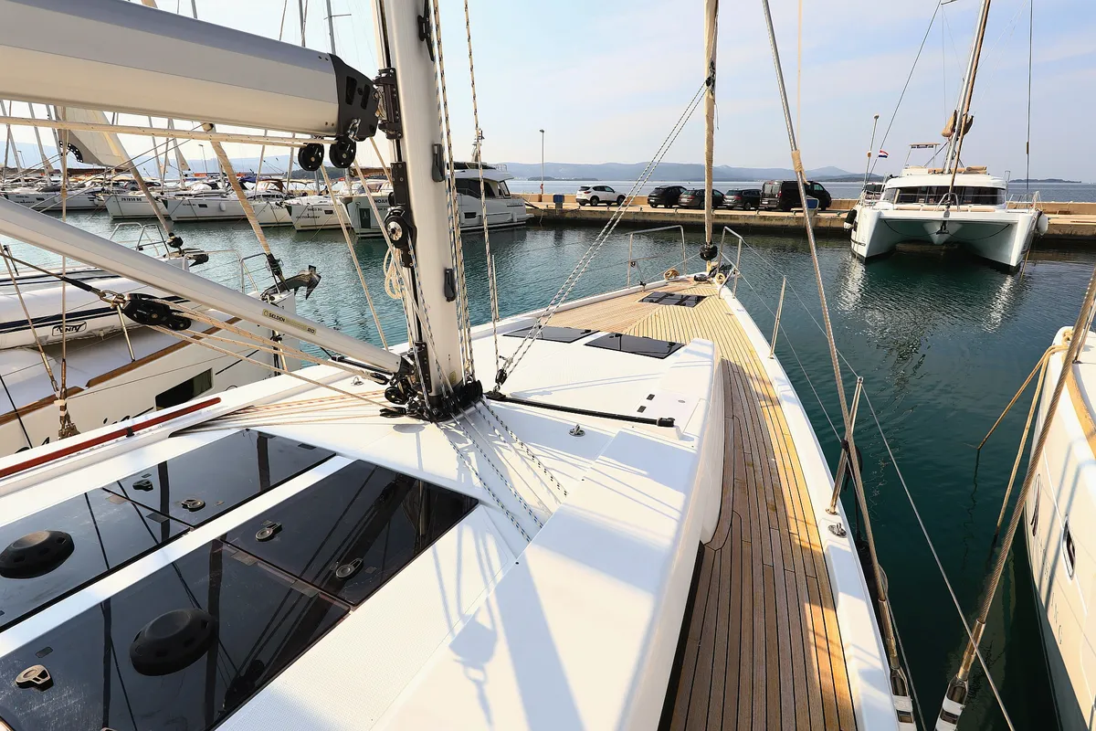 Deck of Amarena, a Hanse Yachts Hanse 458 sailboat at Općina Sukošan, Croatia
