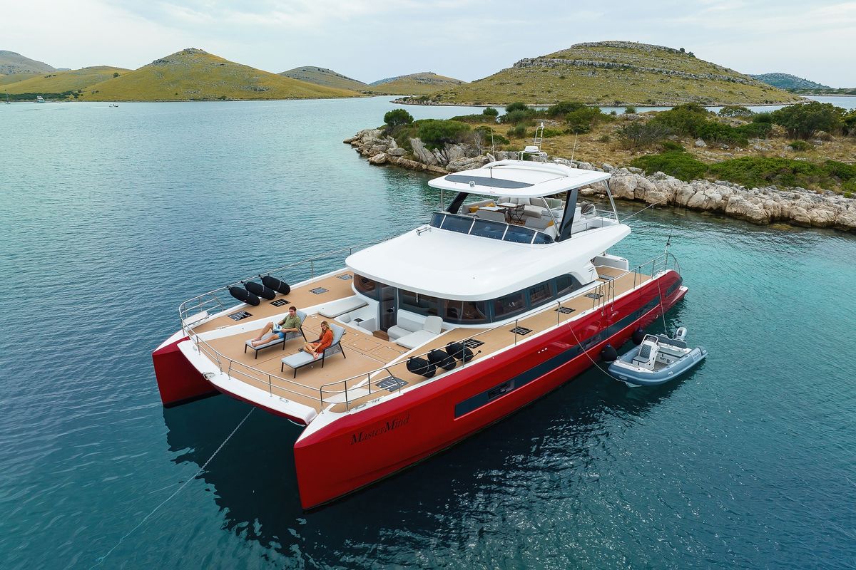 Exterior view of MASTERMIND, a Lagoon Sixty 7 catamaran at Split, Croatia