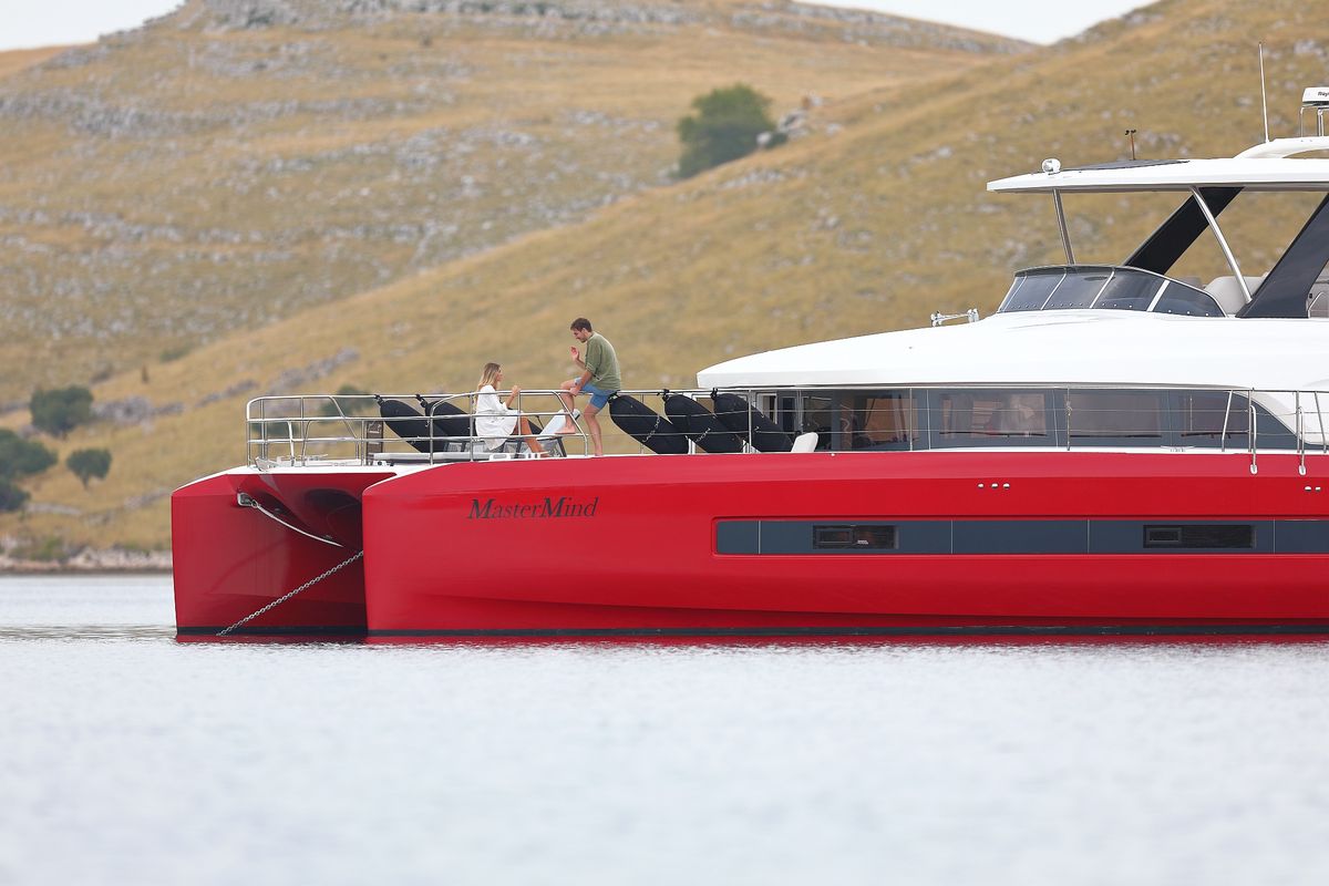 Exterior view of MASTERMIND, a Lagoon Sixty 7 catamaran at Split, Croatia