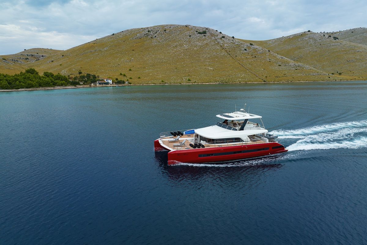 Exterior view of MASTERMIND, a Lagoon Sixty 7 catamaran at Split, Croatia