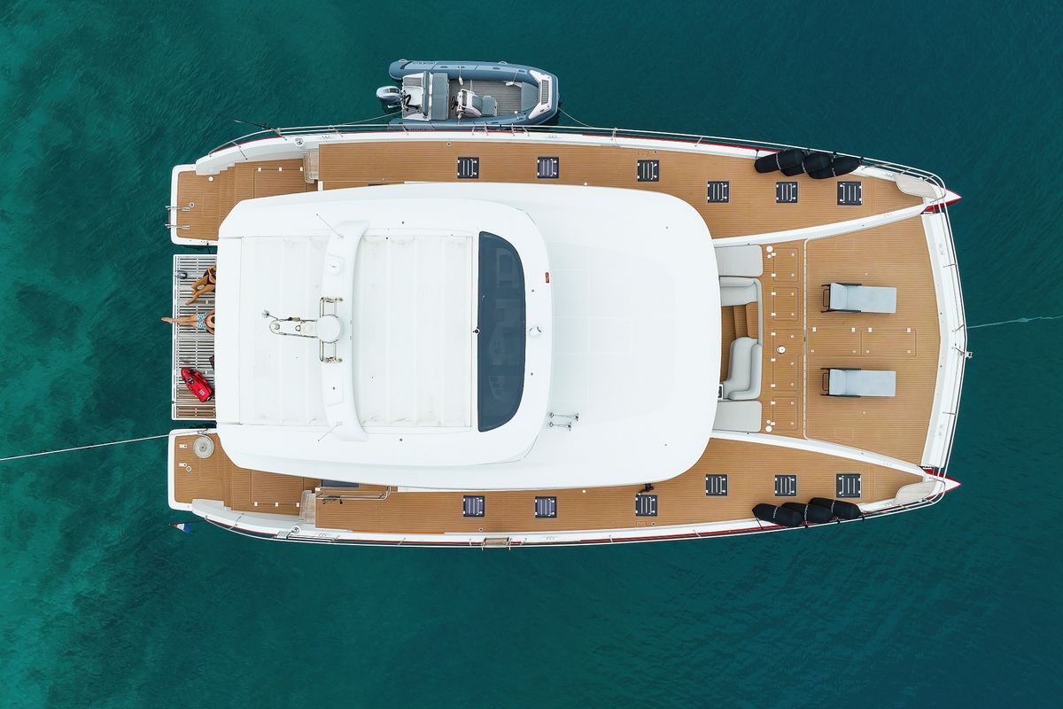 Exterior view of MASTERMIND, a Lagoon Sixty 7 catamaran at Split, Croatia