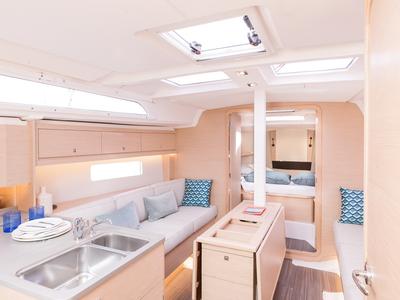 Salon of Margaux, a Dufour 37 sailboat at Marseille, France