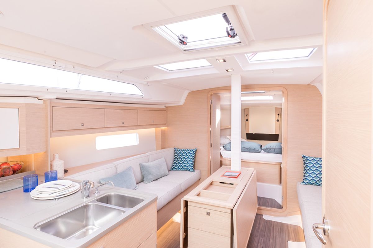 Salon of Margaux, a Dufour 37 sailboat at Marseille, France