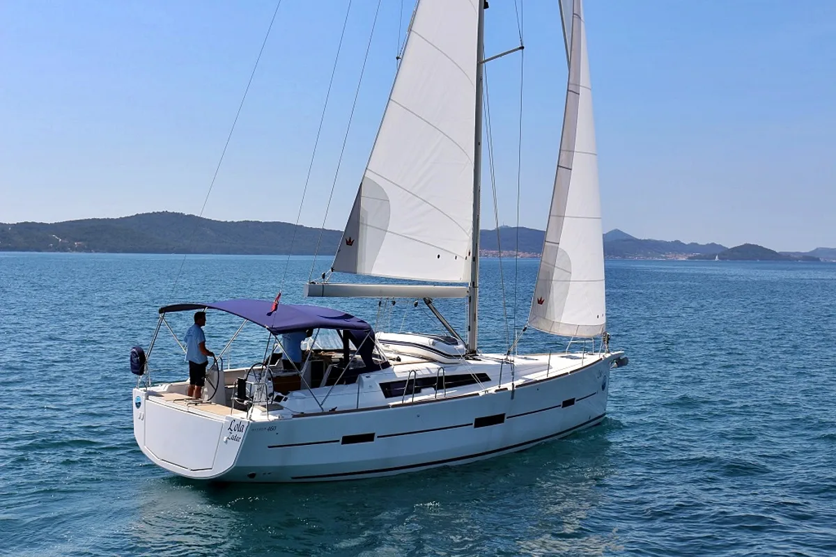 Exterior view of Lola, a Dufour 460 GL sailboat at Općina Sukošan, Croatia