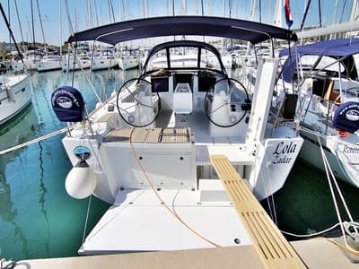 Cockpit of Lola, a Dufour 460 GL sailboat at Općina Sukošan, Croatia