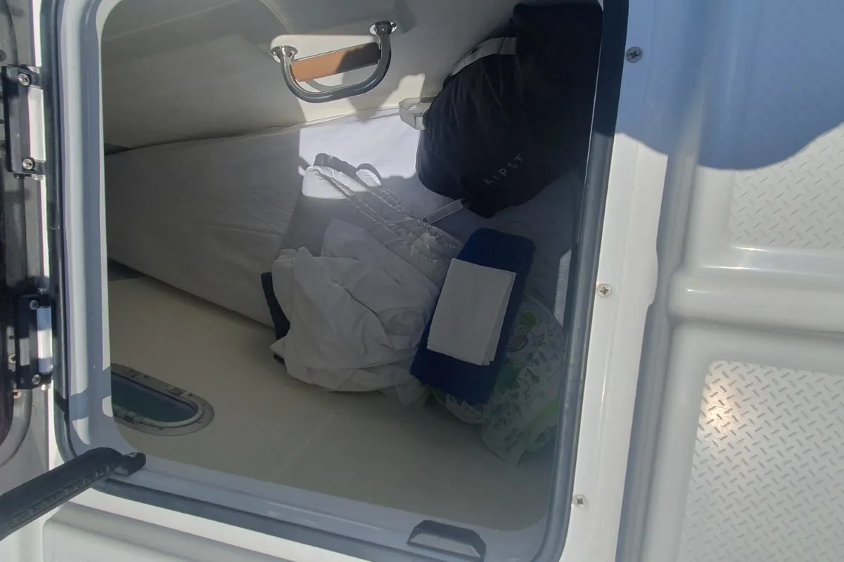 Cabin on Sunrise, a Fountaine Pajot Aura 51 catamaran at Seget Donji, Croatia