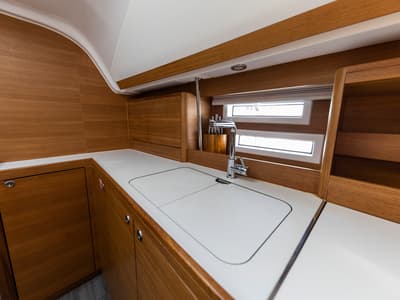 Galley of Pasithea, a Elan Impression 45.1 sailboat at Zadar, Croatia