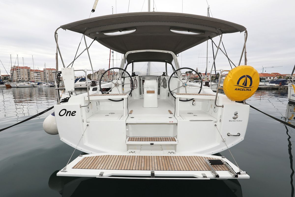 Cockpit of One, a Beneteau Oceanis 38 sailboat at Grad Biograd na Moru, Croatia