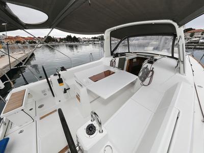 Deck of One, a Beneteau Oceanis 38 sailboat at Grad Biograd na Moru, Croatia
