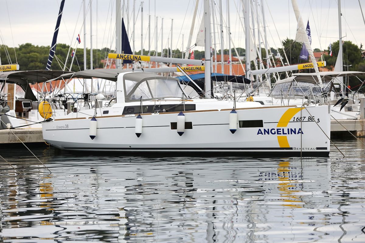 Exterior view of One, a Beneteau Oceanis 38 sailboat at Grad Biograd na Moru, Croatia