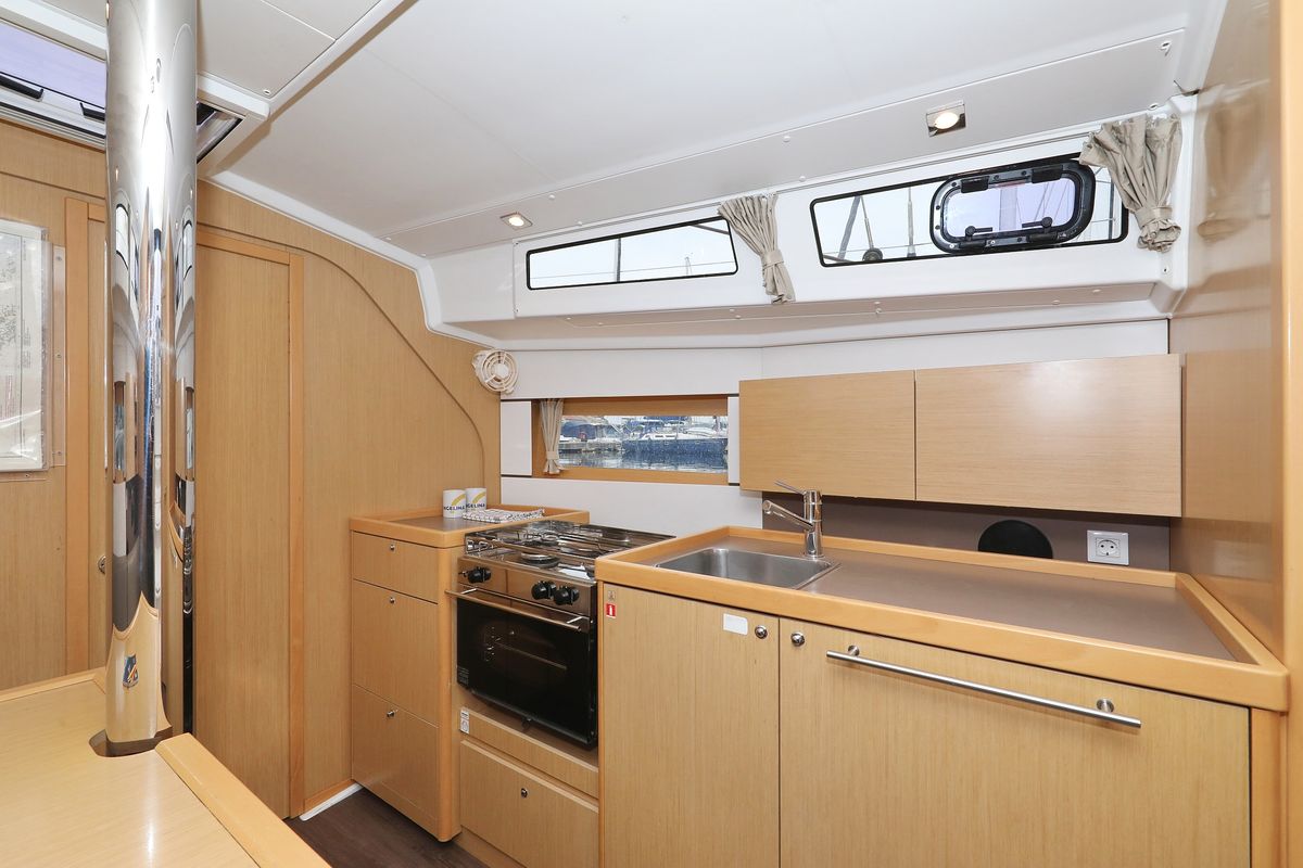 Galley of One, a Beneteau Oceanis 38 sailboat at Grad Biograd na Moru, Croatia