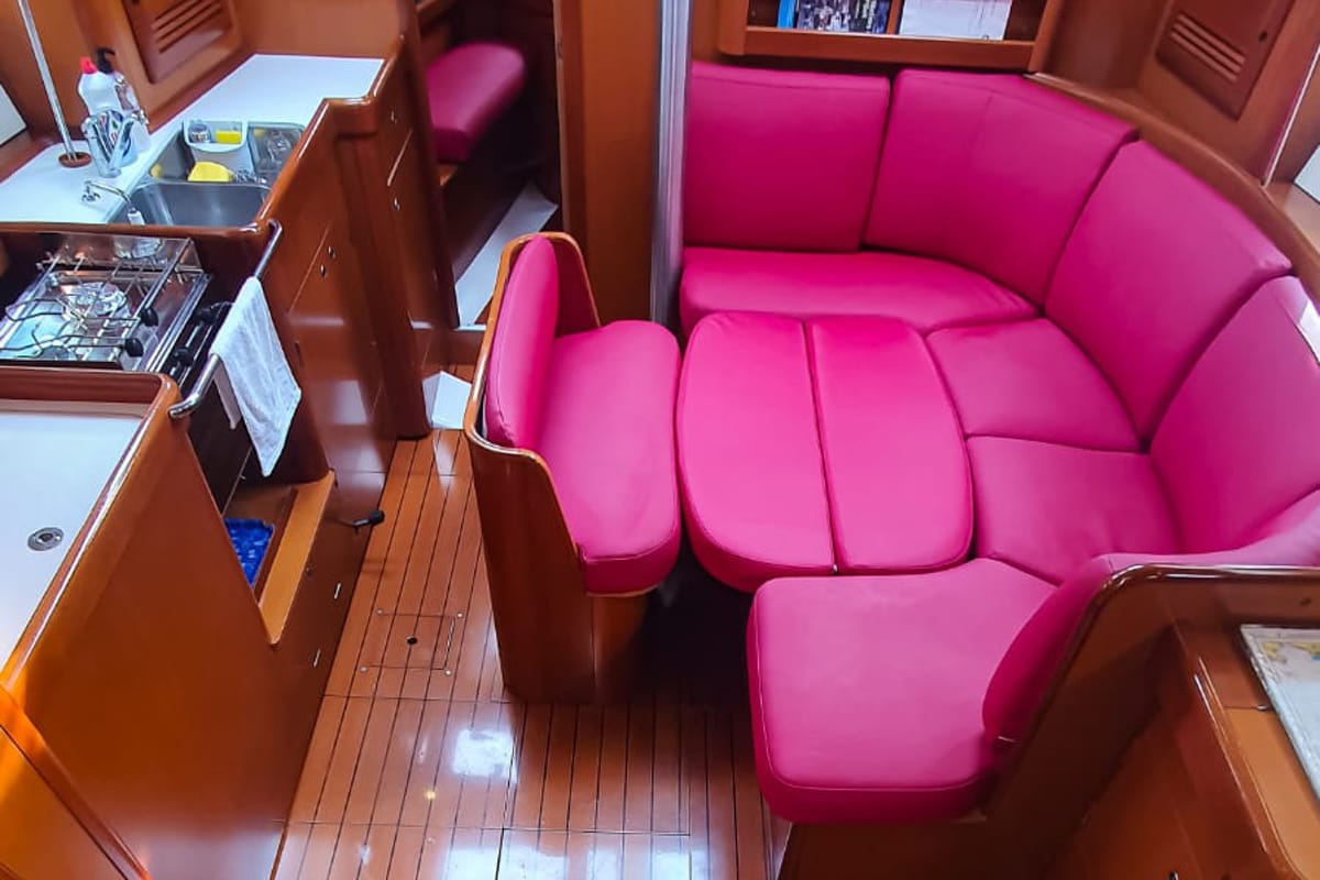 Salon of Derin, a Beneteau Oceanis Clipper 423 sailboat at Fethiye, Turkey