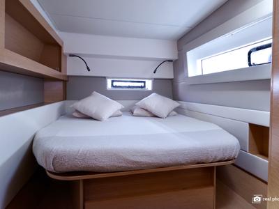 Cabin on Gelmar, a Nautitech Rochefort Nautitech 46 Fly catamaran at Cannigione, Italy