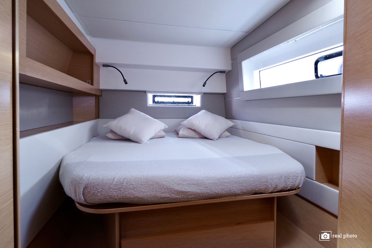 Cabin on Gelmar, a Nautitech Rochefort Nautitech 46 Fly catamaran at Cannigione, Italy