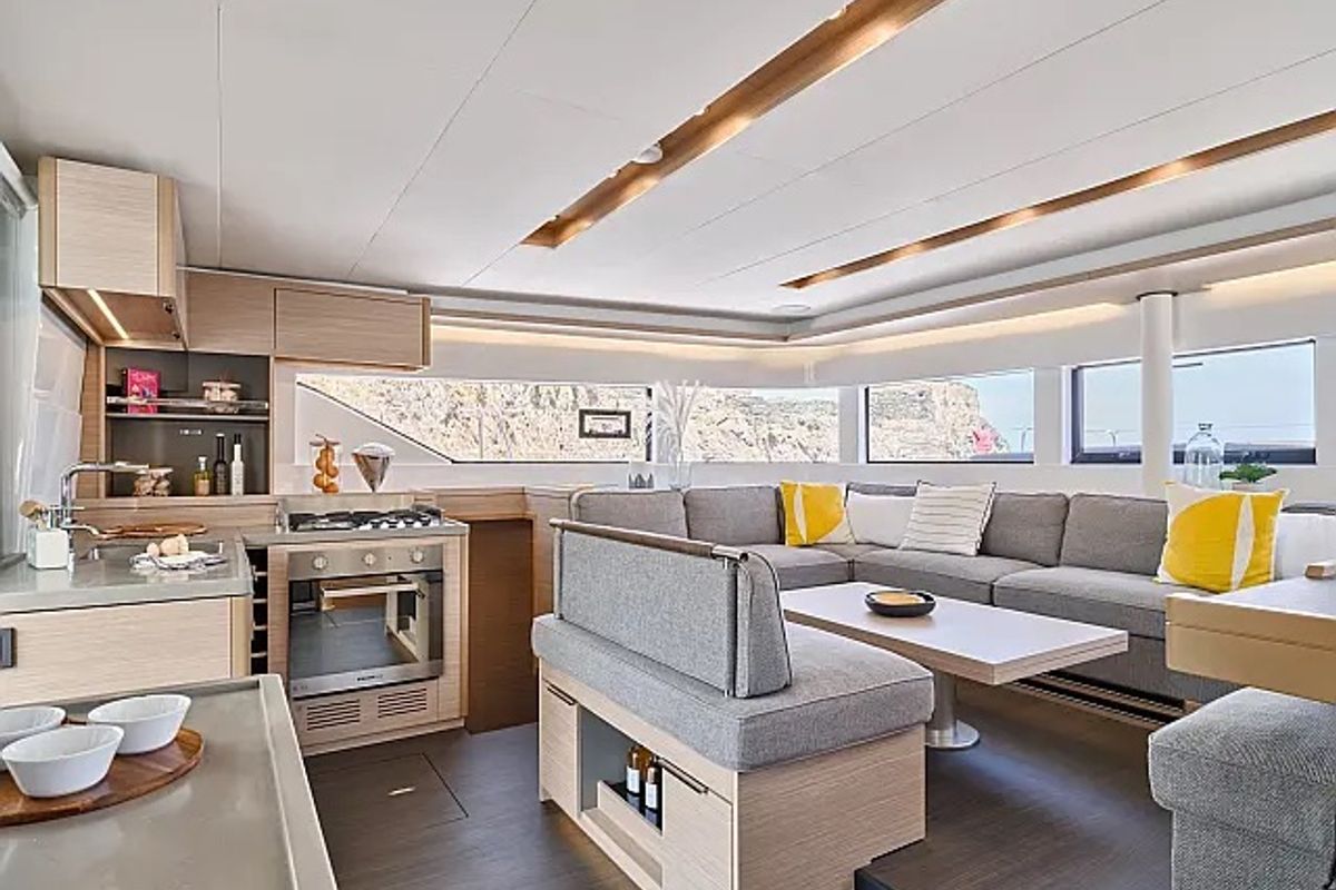 Galley of Moonshadow, a Lagoon 51 catamaran at Grad Trogir, Croatia