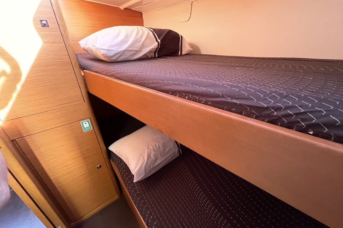 Cabin on Tian, a Dufour 430 sailboat at Fethiye, Turkey