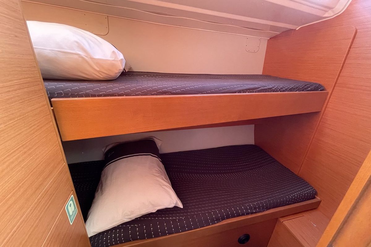 Cabin on Tian, a Dufour 430 sailboat at Fethiye, Turkey